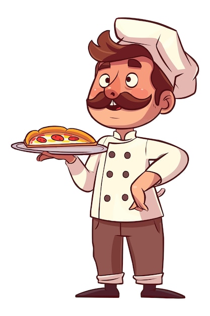 un chef con una pizza en su plato