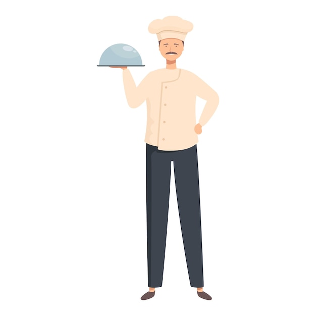 El chef profesional está sosteniendo un plato cubierto listo para servir un plato