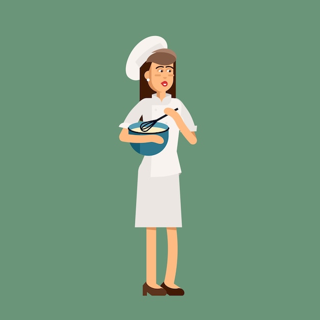 chef de restaurante mujer sosteniendo un cuenco.
