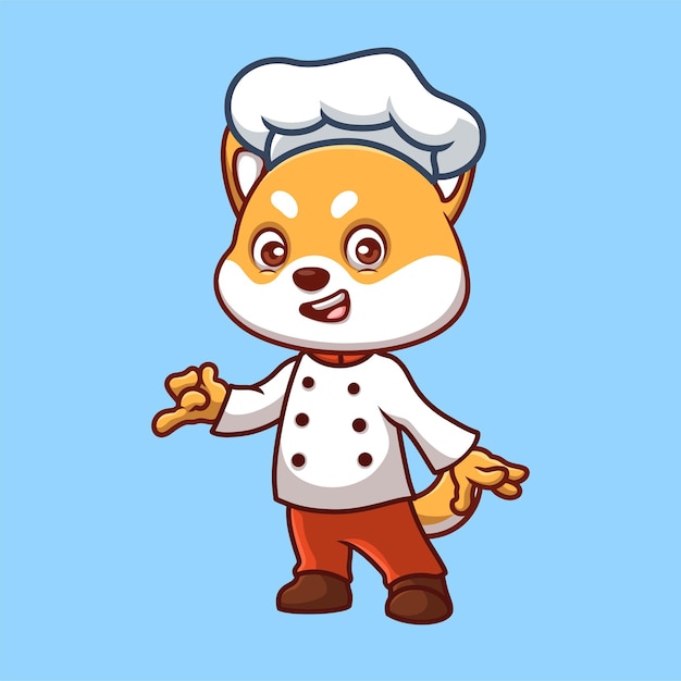 El chef Shiba Inu es un dibujante lindo.