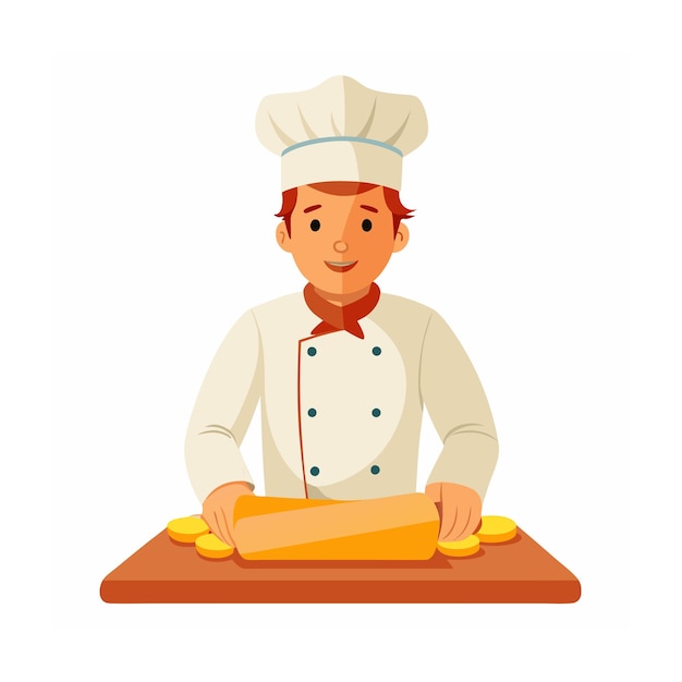 un chef con un sombrero que dice "chef" en la parte superior de una tabla de madera