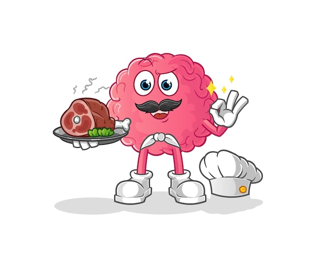 Chef de tacos con mascota de carne. vector de dibujos animados