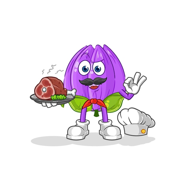 Chef de tulipán con vector de dibujos animados de mascota de carne