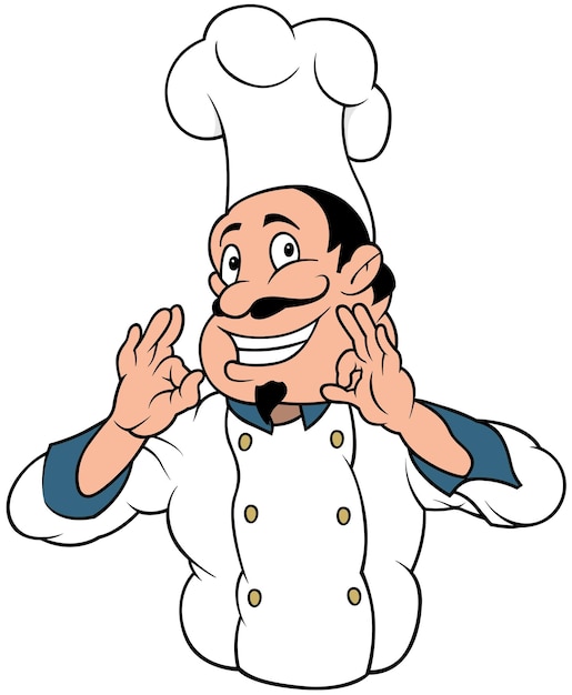 Chef en uniforme blanco con una gran sonrisa