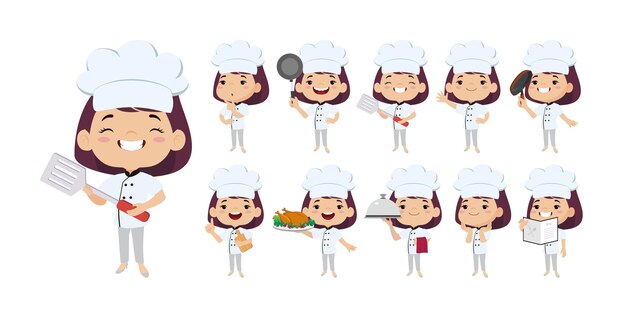 Chef con vector de diferentes poses