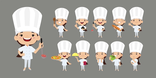 Chef con vector de diferentes poses
