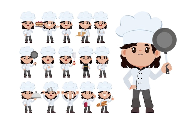 Chef con vector de diferentes poses