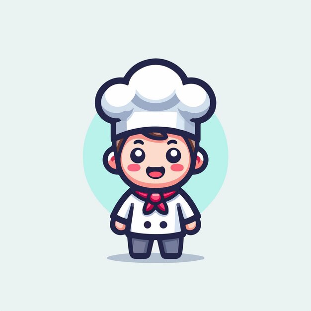 El chef vectorial lindo se levanta con una postura feliz Ilustración del icono vectorial de dibujos animados