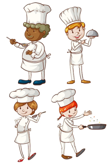 Vector chefs hombres y mujeres