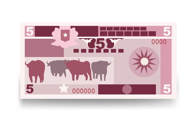 Vector chelín somalí ilustración vectorial conjunto de dinero de somalia paquete de billetes papel moneda 5 sos