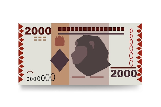 Chelín tanzano ilustración vectorial conjunto de dinero de tanzania paquete de billetes papel moneda 2000 tsh