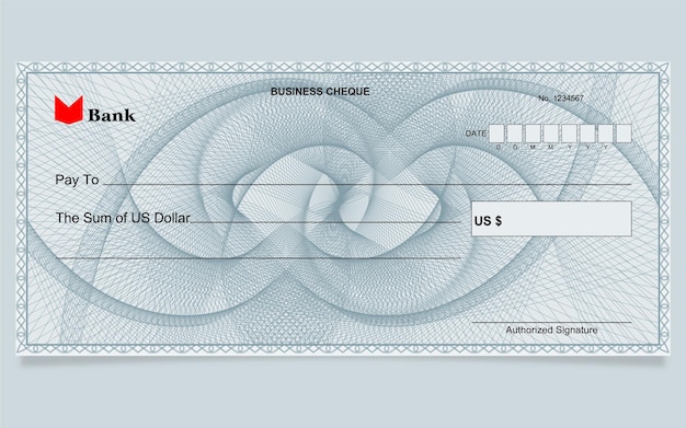 Cheque bancario diseño USD guilloche fondo