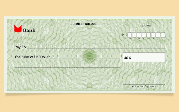 Vector cheque bancario diseño usd guilloche fondo