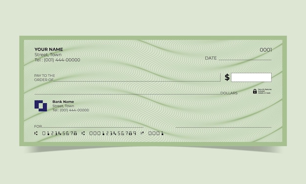 Vector cheque bancario negro, diseño de cheque bancario, formato vectorial