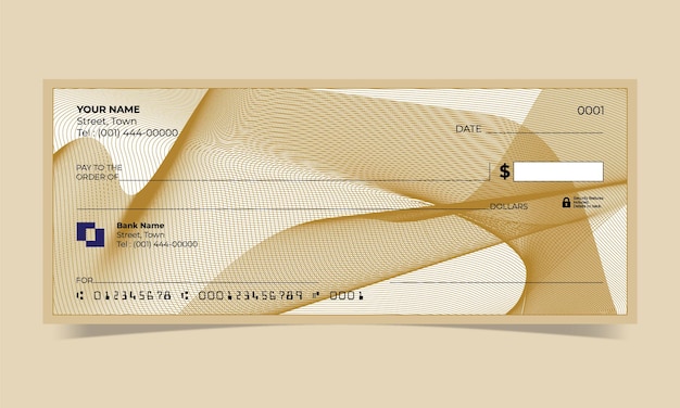 Cheque bancario negro, diseño de cheque bancario, formato vectorial