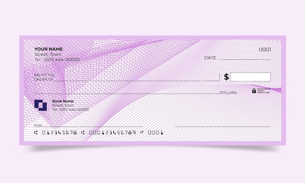 Vector cheque bancario negro, diseño de cheque bancario, formato vectorial