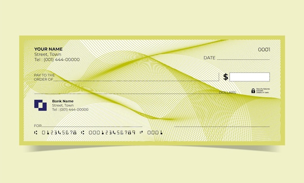 Vector cheque bancario negro, diseño de cheque bancario, formato vectorial