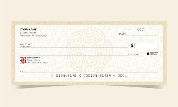 Vector cheque en blanco diseño de cheque bancario diseño de guilloche patrón de guilloche