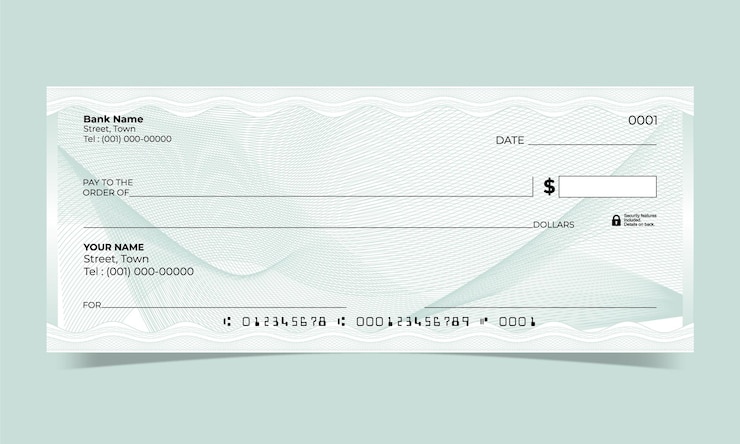 Cheque en blanco diseño de cheque bancario elegante patrón de guilloche