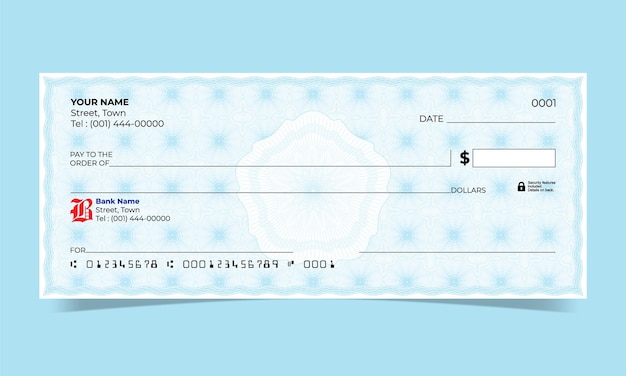 Vector cheque en blanco diseño de cheque bancario vector guilloche fondo para certificado o billete