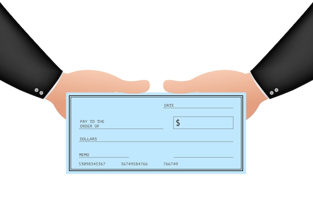 Vector cheque en blanco pago financiero plantilla de chequera ilustración de stock vectorial