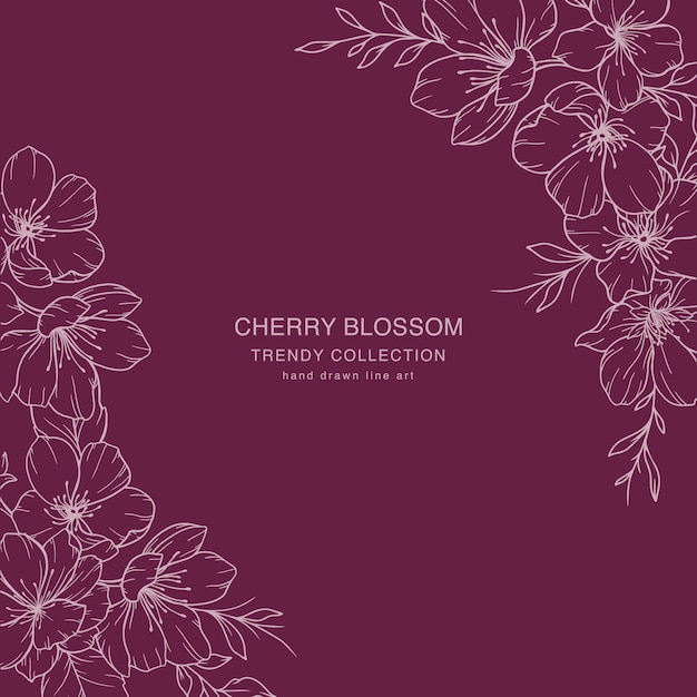 cherry blossom line art trendy floral branches and flowers botanical line art sakura collection