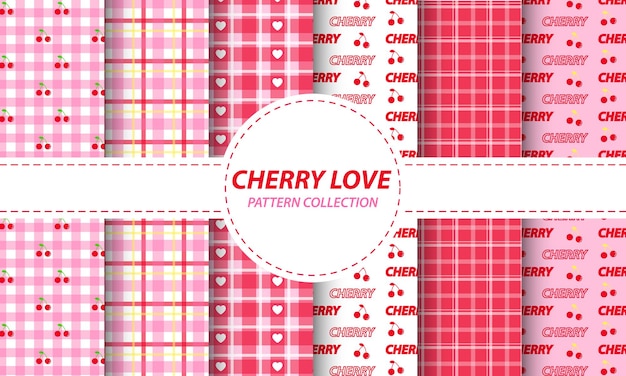 Vector cherry love de patrones sin fisuras