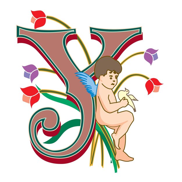 Cherubs Initial Caps Font Mayúscula Y diseño vectorial