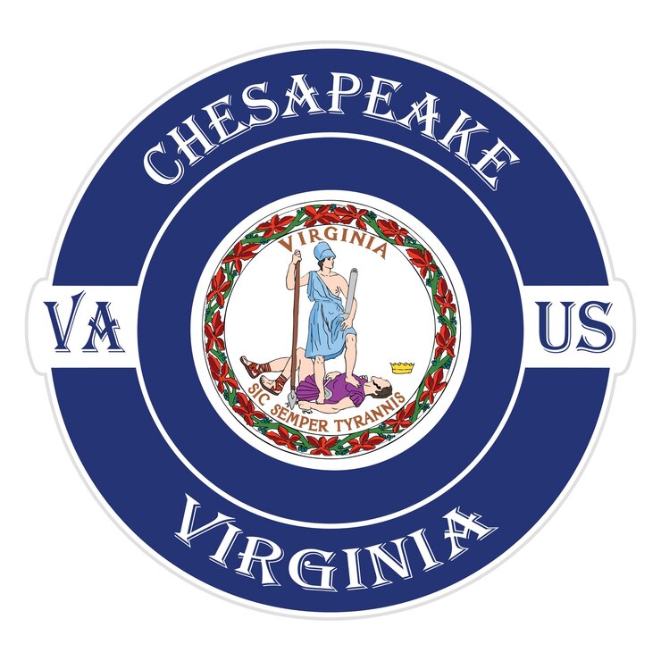 Vector chesapeake virginia flag usa travel souvenir seal stamp badge sticker logo vector ilustración eps