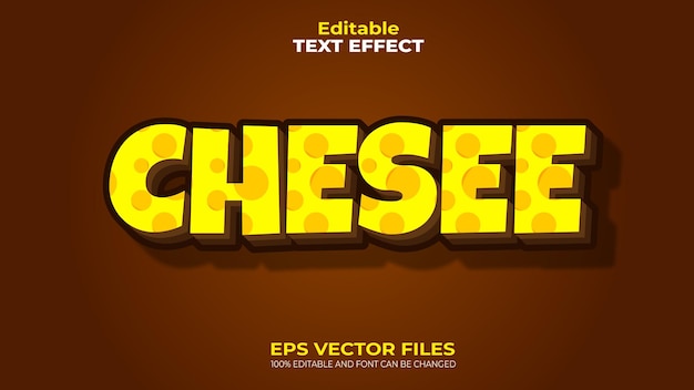 Vector chesee food eps editable el efecto de texto y la fuente se pueden cambiar