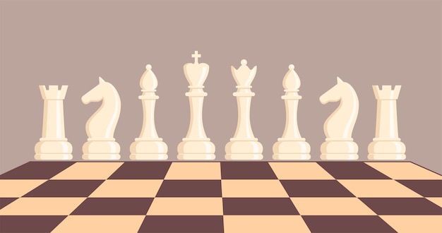 Chess pieces set of elements Sports and intellectual game strategy Queen king bishop knight