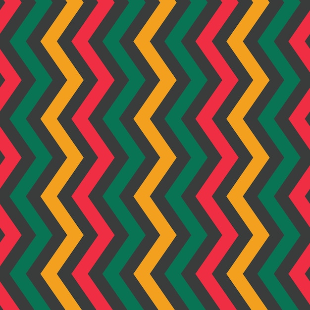 Chevrones verticales en el patrón de repetición vectorial de colores africanos tradicionales. Ideal para proyectos de Kwanzaa