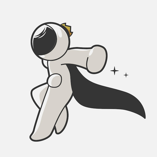 Chibi astronauta superhéroe pose ilustraciones de arte