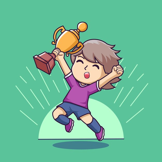 chibi character holding a trophy