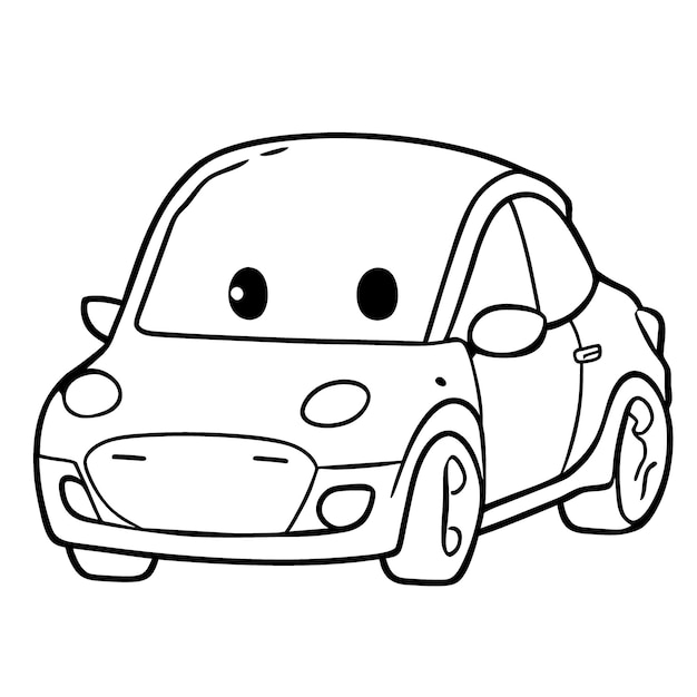 Chibi coche kawaii vector ilustración línea arte