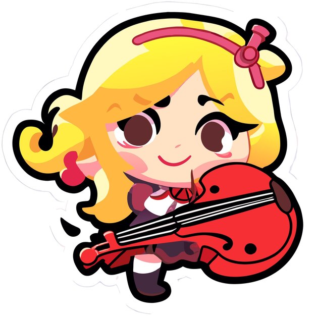 Vector chibi kawaii chica de anime dibujada a mano plana elegante mascota personaje de dibujos animados dibujo icono de pegatina