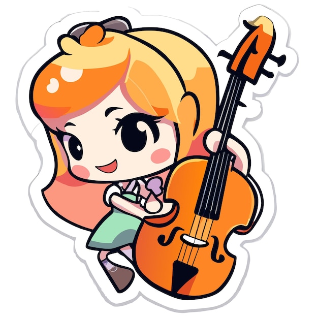 Vector chibi kawaii chica de anime dibujada a mano plana elegante mascota personaje de dibujos animados dibujo icono de pegatina