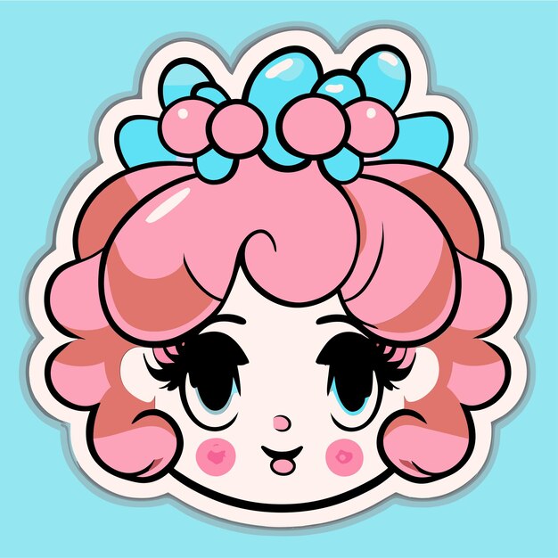 Vector chibi manga kawaii linda chica dibujado a mano dibujos animados pegatina icono concepto aislado ilustración