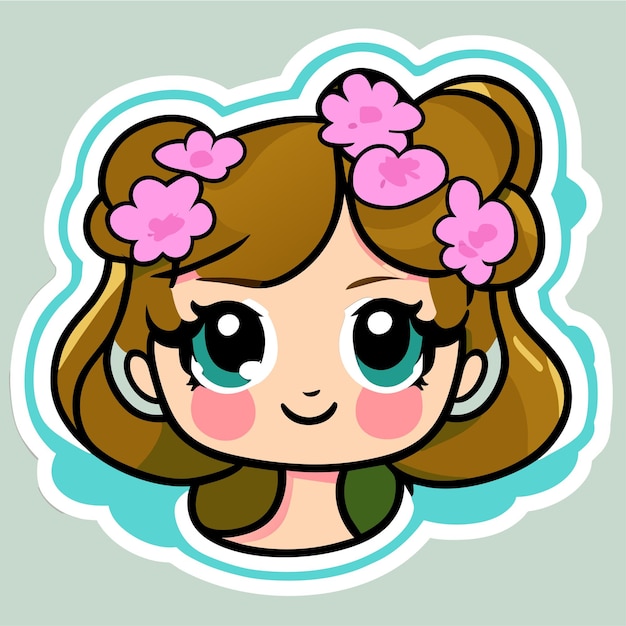 Vector chibi manga kawaii linda chica dibujado a mano dibujos animados pegatina icono concepto aislado ilustración