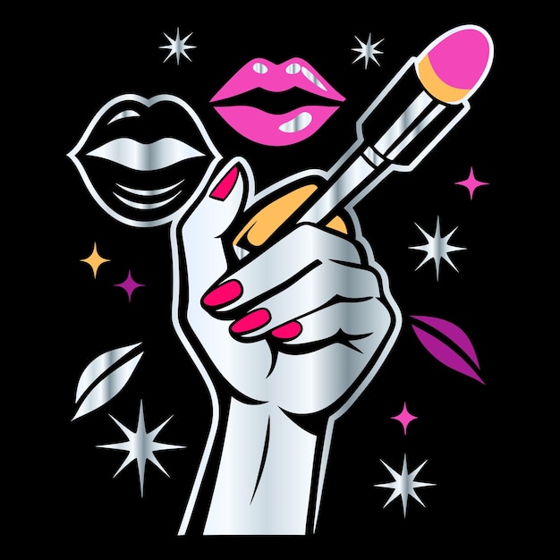 Chic Salón de belleza Icon Set Uñas Manicura Amplificador de cabello pestañas en vector para logotipos de esmalte de uñas