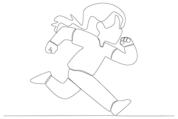 Una chica activa con el pelo largo corriendo para la ilustración del día del niño.