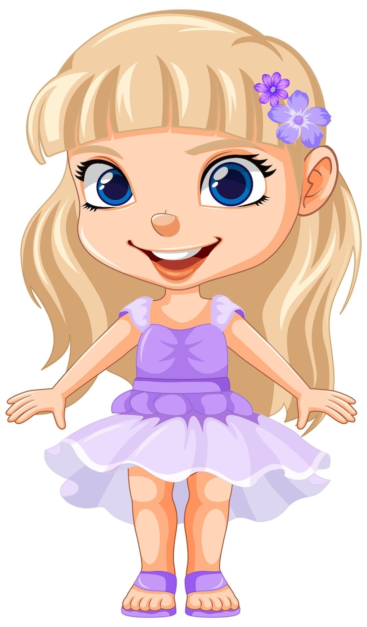 Vector chica adorable con un vestido lindo vector