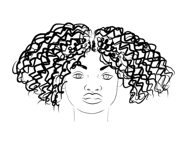 Vector chica afroamericana lineal peinado afroamericano belleza y moda