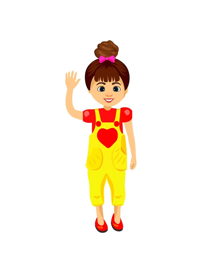 Chica agitando su mano en vestido amarillo