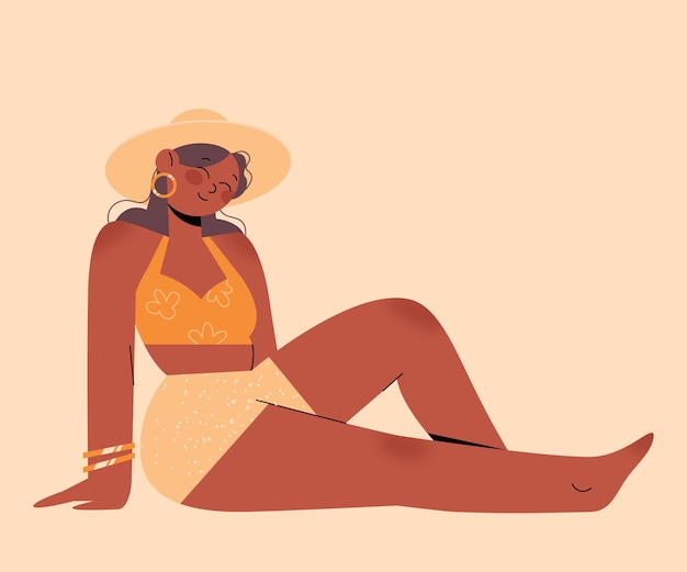 Vector chica aislada en bikini ilustrada