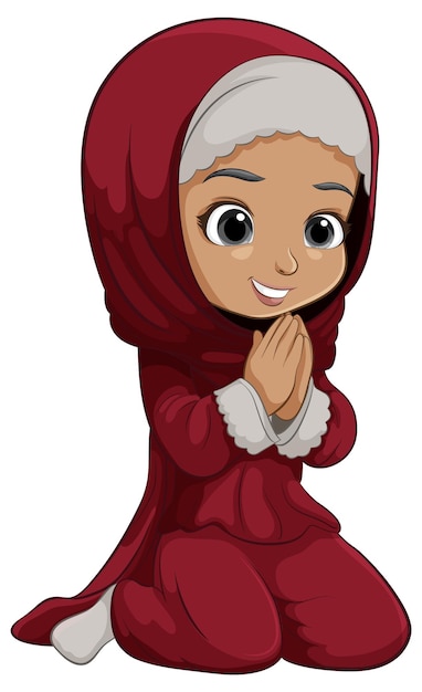 Vector chica alegre con hijab orando