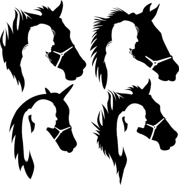 La chica ama los caballos la mujer y el caballo el amante del caballo la cabeza del caballo