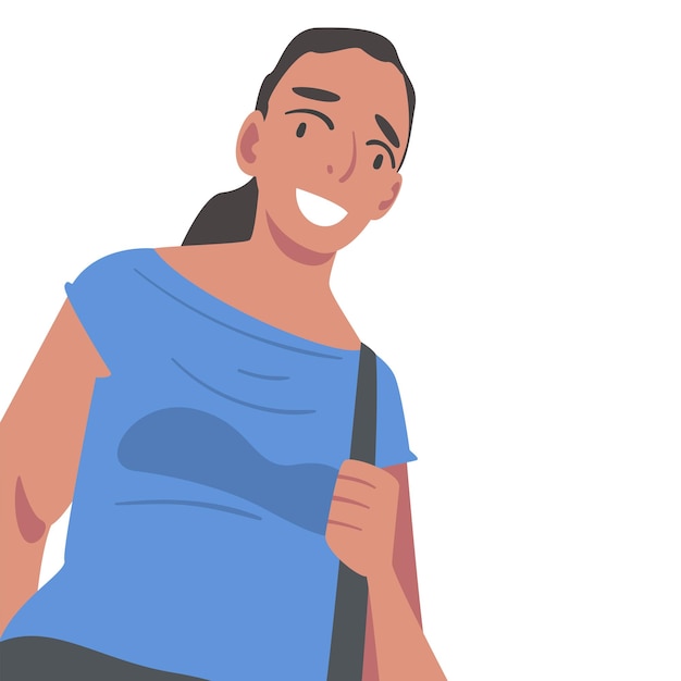 Una chica amigable mirando a la cámara desde arriba Ilustración vectorial