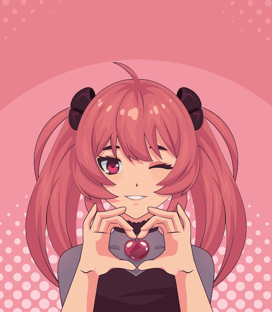 Chica anime con corazón