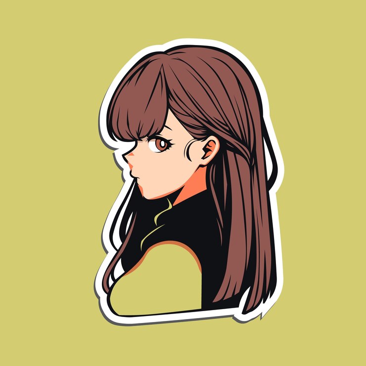 Chica anime con fondo verde.